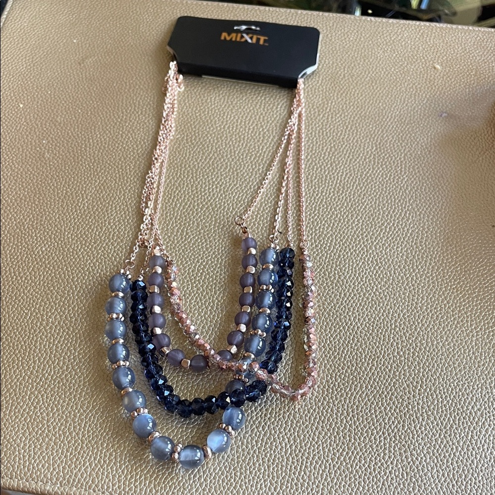 Mixit Women's Necklace with Blue and Pink Beads